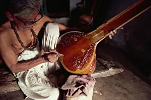 One Man Only Collection: Sitar maker, Varanasi, Uttar Pradesh state, India, Asia