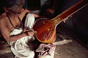 One Man Only Prints: Sitar maker, Varanasi, Uttar Pradesh state, India, Asia