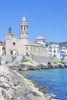 Sitges old centre and seaside, Sitges, Costa Dorada, Catalonia, Spain, Europe