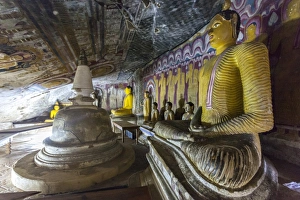 Sri Lankan Prints: Sitting Buddha statues, Royal Rock Temple