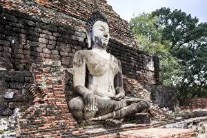 Thai Culture Prints: Sitting Buddha in Sukhothai, UNESCO World Heritage Site, Thailand, Southeast Asia, Asia