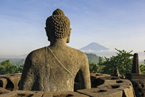 Borobodur Prints: Sitting Buddha in the temple complex of Borobodur