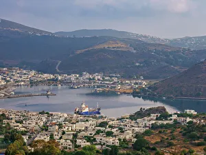 Patmos Prints: Skala Port, elevated view, Patmos Island, Dodecanese, Greek Islands, Greece, Europe