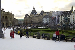 Kongens Nytorv Prints: Skating rink, Kongens Nytorv at Christmas, Copenhagen, Denmark, Scandinavia, Europe