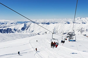 Ski Lift Prints: Ski lift, Gudauri ski resort, Georgia, Caucasus region, Central Asia, Asia