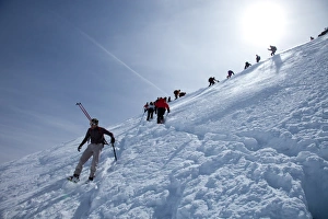 Skiers Prints: Ski touring in the Alps, ascent to Punta San Matteo