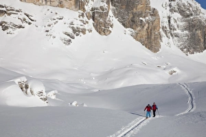 Ski touring, ski mountaineering in the Dolomites, Piz Boe, eastern Alps