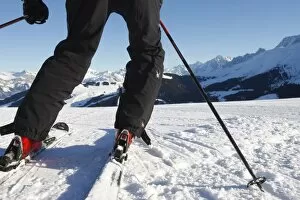 Skier in Megeve, Haute Savoie, French Alps, France, Europe