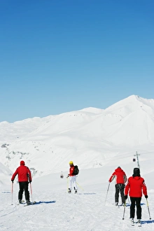Caucasus Region Prints: Skiers at Gudauri ski resort, Georgia, Caucasus region, Central Asia, Asia