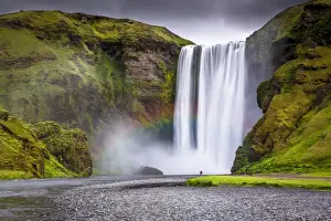 Blurry Prints: Skogafoss waterfall situated on the Skoga River in the South Region, Iceland, Polar
