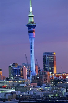 North Island Prints: Sky Tower and city skyline at dusk