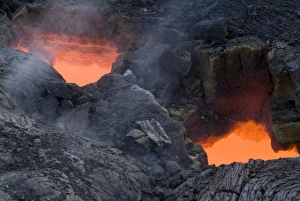 Big Island Prints: Skylight, view through cooled lava to molten lava below