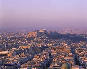 Skyline with Acropolis in middle distance taken over the city from Lykavittus Hill