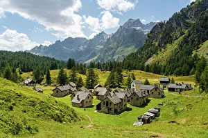 Piedmont Prints: Skyline of the alpine village of Crampiolo, Piedmont, Northern Italy, Europe