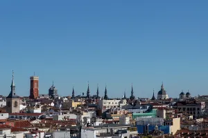 Madrid Prints: Skyline of the capital city of Madrid, Spain