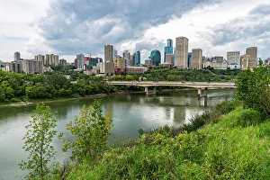 High Rises Prints: Skyline of Edmonton over the North Saskatchewan River, Alberta, Canada, North America