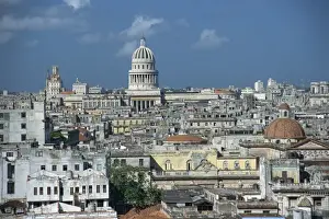 El Capitolio Prints: Skyline and El Capitolio Nacional from Iglesia y Monasterio de San Francisco de Asis