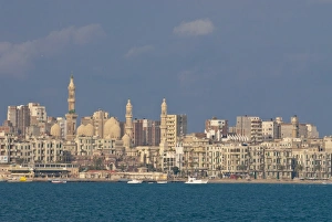The skyline and habour of Alexandria, Egypt, North Africa, Africa
