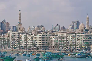 The skyline and habour of Alexandria, Egypt, North Africa, Africa