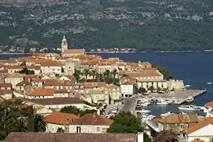 Korcula Prints: Skyline including harbour and coastline at the town of Korcula on Korcula Island