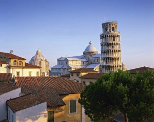 Leaning Tower Prints: Skyline with the Leaning Tower, Duomo and Baptistery in the city of Pisa