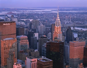 Aerials Prints: Skyline of the Midtown part of the city at sunset, in New York, United States of America
