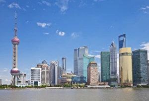 Pu Dong Prints: Skyline with Oriental Pearl Tower and Pudong skyscrapers, Shanghai, China, Asia