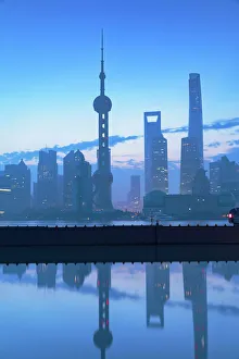 Shanghai Prints: Skyline of Pudong at dawn, Shanghai, China, Asia