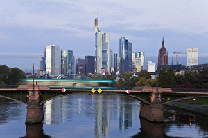 River Main Prints: Skyline and River Main in the early morning, Frankfurt-am-Main, Hesse, Germany, Europe