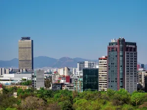 Skyscrapers Prints: Skyline seen from Chapultepec Castle, elevated view, Mexico City, Mexico