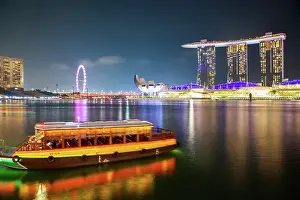 Ferris Prints: Skyline of Singapore Marina Bay at night with Marina Bay Sands