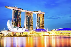 Nightscape Prints: Skyline of Singapore Marina Bay at night with Marina Bay Sands