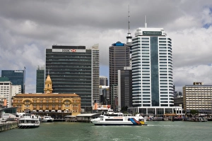 Waitemata Harbour Prints: Skyline viewed from Waitemata Harbour, Auckland, North Island, New Zealand, Pacific