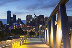 Melbourne Prints: Skyline from William Barak Bridge at dusk, Melbourne, Victoria, Australia, Pacific