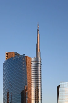 Milan Prints: Skyscraper at sunset, Garibaldi District, Milan, Lombardy, Italy, Europe