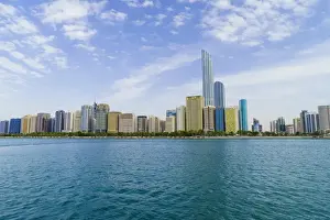 Persian Gulf Prints: Skyscrapers in the Al Markaziyah district and Corniche viewed from the Gulf, Abu Dhabi