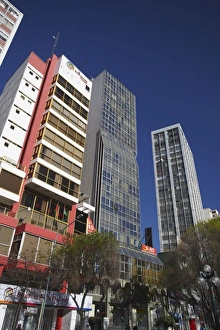 Bolivian Prints: Skyscrapers along Avenida 16 de Julio (El Prado), La Paz, Bolivia, South America