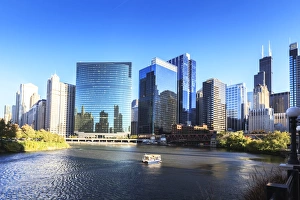 City Scapes Prints: Skyscrapers follow the curve of the Chicago River