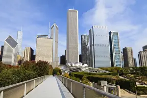 Sky Scrapers Prints: Skyscrapers including the Aon Center viewed from Millennium Park