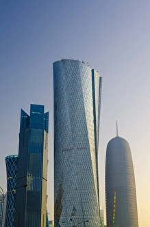 Al Bidda Tower Prints: Skyscrapers, left to right Palm Tower, Al Bidda Tower and Burj Qatar, Doha