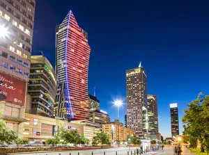 Warsaw Prints: Skyscrapers at night, City Centre, Warsaw, Poland, Europe