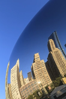 Sculptural Prints: Skyscrapers reflecting in the Cloud Gate steel sculpture