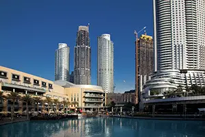 Mall Prints: Skyscrapers skyline of Old Town Island around the Burj Khalifa Lake near the Dubai Mall in Dubai Downtown