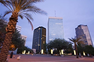 Tucson Prints: Skyscrapers viewed from Jacome Plaza, Tucson, Arizona, United States of America