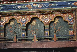 Paro Prints: Slate carvings, Rimpung Dzong, Paro, Bhutan, Asia