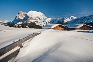 Footprint Prints: Sleeping huts in Seiser Alm, South Tyrol, Dolomites, Italy, Europe
