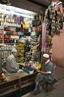 Souks Prints: Slippers, Medina Souk, Marrakech, Morocco, North Africa, Africa