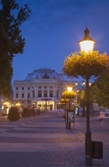 Slovakia Prints: Slovak National Theatre at dusk, Bratislava, Slovakia, Europe