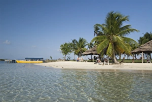 Yandup Island Prints: Small beach with boat at the dock, Yandup Island, San Blas Islands (Kuna Yala Islands)