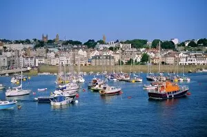 Channel Islands Collection: Small boats at St Peter Port, Guernsey, Channel Islands, UK